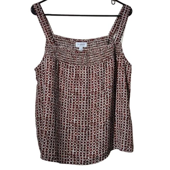 NWT Evereve Drew Smocked Tank Brown White Check Womens Sz XL - Picture 11 of 11